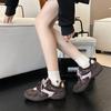 Autumn and Winter New Thick-soled Heightening Forrest Gump Shoes, Velvet Warm Two-color Lace-up German Training Shoes for Women
