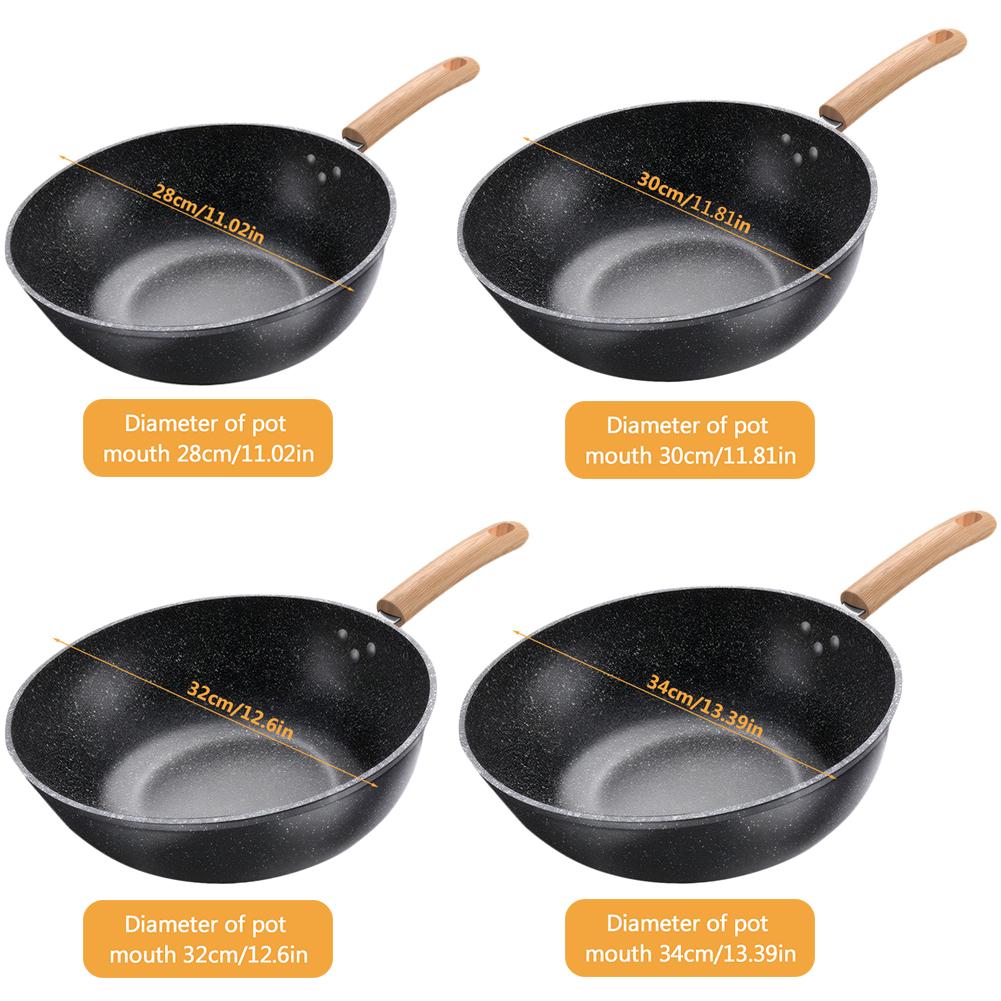 28/30/32/34cm Frying Pan Nonstick Omelette Skillet Maifan Stone Saute Pan Chef Pan Cooking Pan Induction Compatible