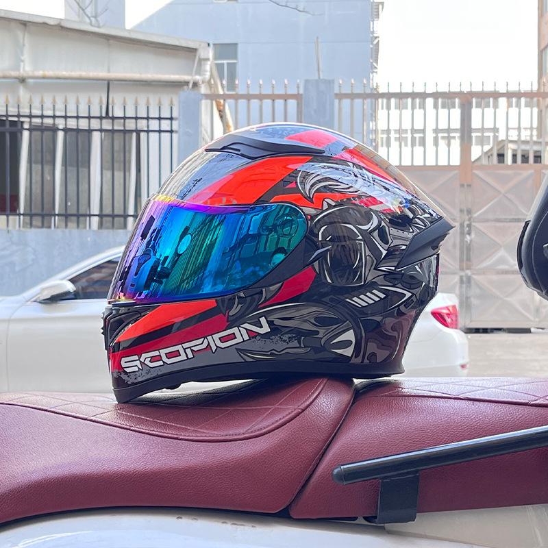 Motorcycle Helmet Full Helmet Can Be Equipped with Bluetooth Headset Men's Four-season Electric Bicycle Riding Helmet
