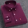 New Men's Oxford Shirts Long Sleeve 100% Cotton Solid Color Turn Down Collar Regular Fit  Button-down Shirt Daily Men Clothing