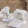 Big Size Casual Snow Boots Female 2025 New Winter Solid Color Short Boots Side Zipper Big Size Female Cotton Shoes