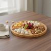 Bamboo Cheese Board and Knife Set Includes Ceramic Bowls Meat Platter with Slideout