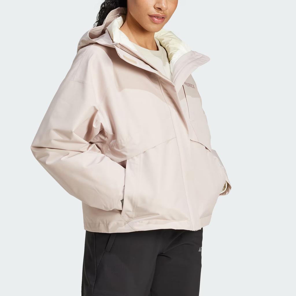 Adidas Xploric 3-In-1 Hooded Zipper Comfortable Hiking Waterproof Windproof Breathable Jacket Women Jacket Light-Gray IX5616