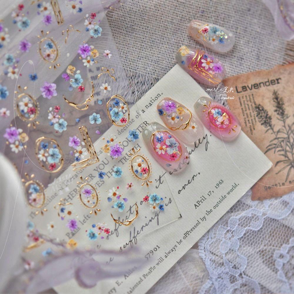 Gold and Silver Spring Embossed Nail Stickers Nail Decals Jewelry Accessories