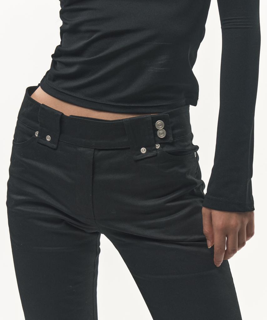 Podeowedeo Büzgülü Bootcut Pantolon (Siyah)