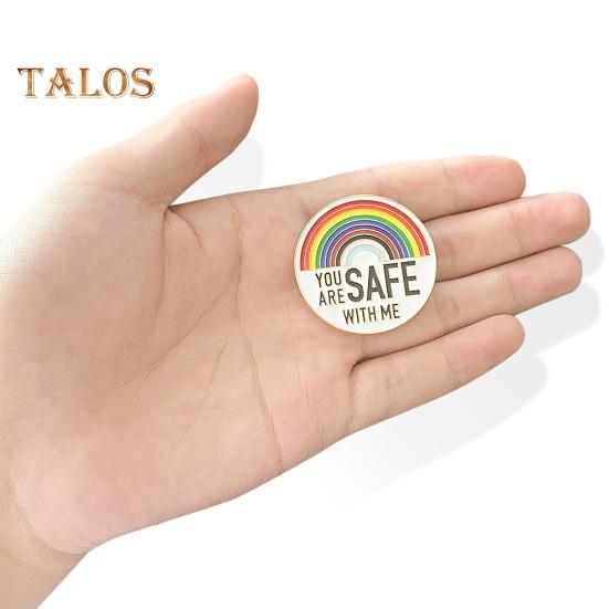 Spille Sei Al Sicuro con Me Spille Smaltate Arcobaleno da Bavero con Citazione Ispiratrice Spilla Color Block per Abbigliamento Borse Zaini Giacche Cappello