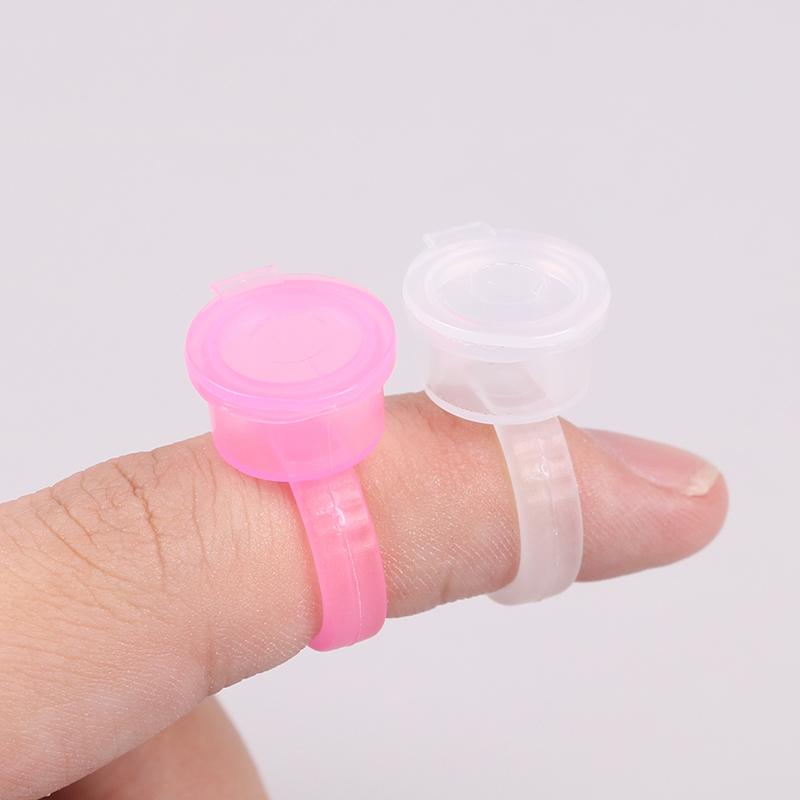 50Pcs Tattoo Pigment Ink Ring Cup Holder With Lid Cover Cap For Microblading
