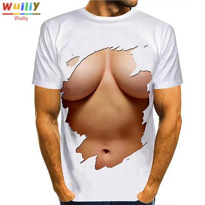 T-shirt z grafiką mięśni dla mężczyzn 3D drukuj z imitacją ciała T Shirt wzór Top kobiety/mężczyźni chłopcy zabawna koszulka Hip Hop ciekawe topy