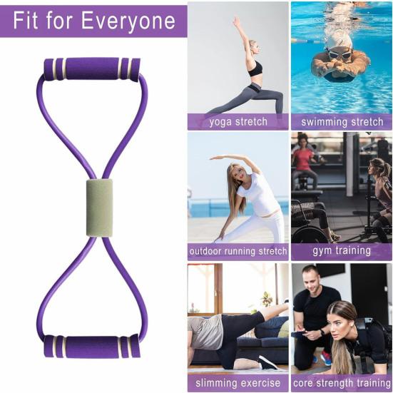 Figur 8 Modstandsbånd med Skridsikkert Håndtag Mænd Kvinder 8-formet Elastisk Træningsbånd Yoga Pilates Arm Ryg Skulder Træning Elastisk Reb