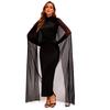 Women Vampires Witch Sleeveless Long Dress with Hooded Cloak Gloves and Thong Set for Halloween Cosplay and Themed Event