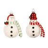 2 Pieces Glass Santa and Snowman Baubles Christmas Tree Hanging Ornament Seasonal Home Decoration for Window Door