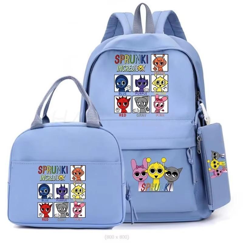 Cartoon Peripheral Printing Fashion Children'S Schoolbag Three-Piece Meal Bag Casual Pencil Bag