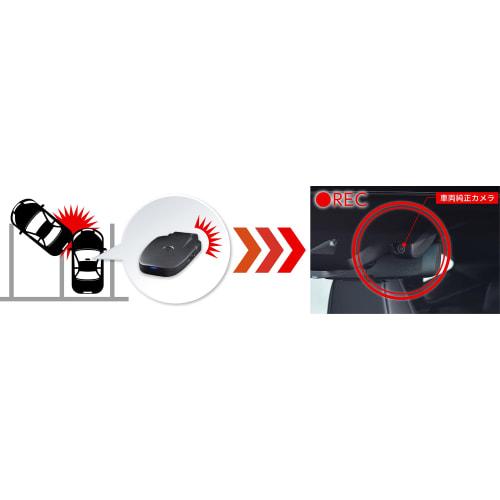 Comtec PMU-T02 Parking Monitoring Unit for Inner Mirror with Recording Function Detects impact while parking and records video with the recording func