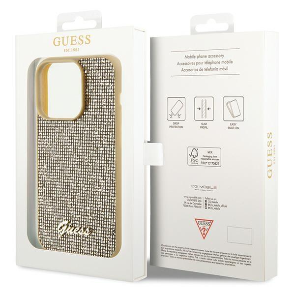 Guess Guhcp15Lpmsdgsd Iphone 15 Pro 6.1 Złoty/Gold Hardcase Disco Metal Script