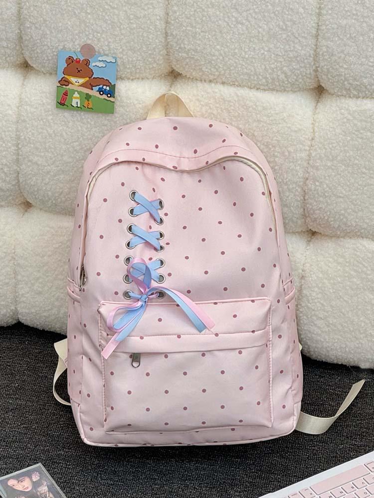 Schoolbag new middle and high school high-value schoolbag fashion trend polka dot large-capacity backpack casual versatile backpack