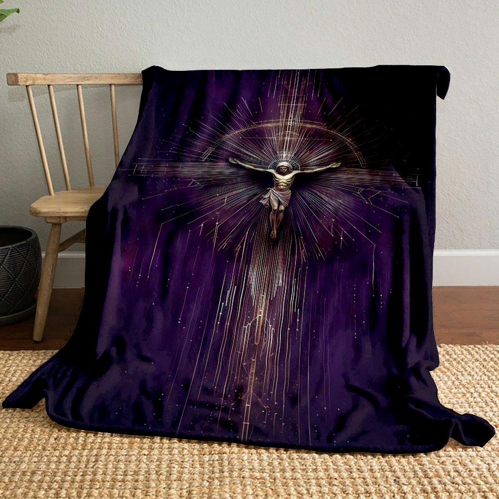 

Jesus Cross Radiant Blanket Printed Blanket for Living Room Bed Couch lunch break Soft Cozy Blanket for Friend s festival Gift 80cm x 120cm