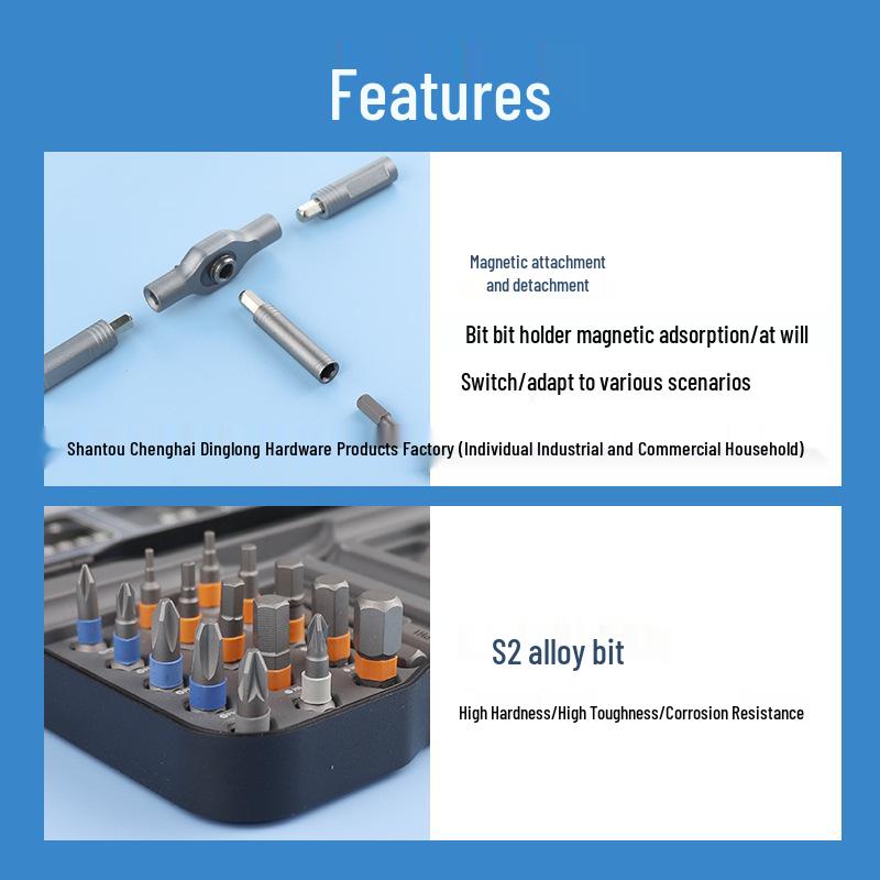 34-in-1 Ratchet Screwdriver Set with S2 Alloy Bits for Household and Car Repairs