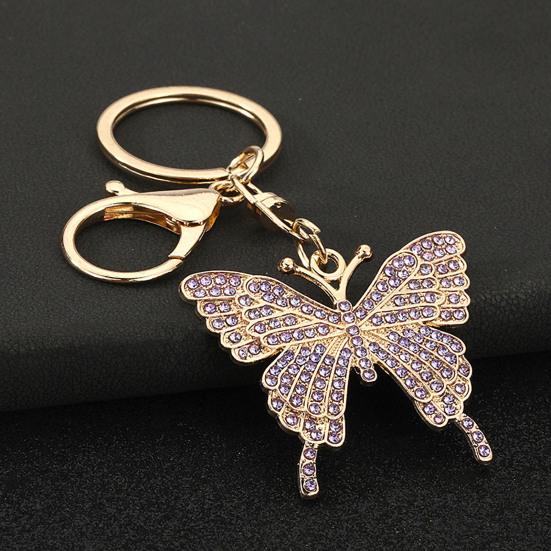 Keychain Pendant Sparkling Rhinestones Butterfly Charm Key Chain with Lobster Clasp Electroplated Key Holder Bag Accessory
