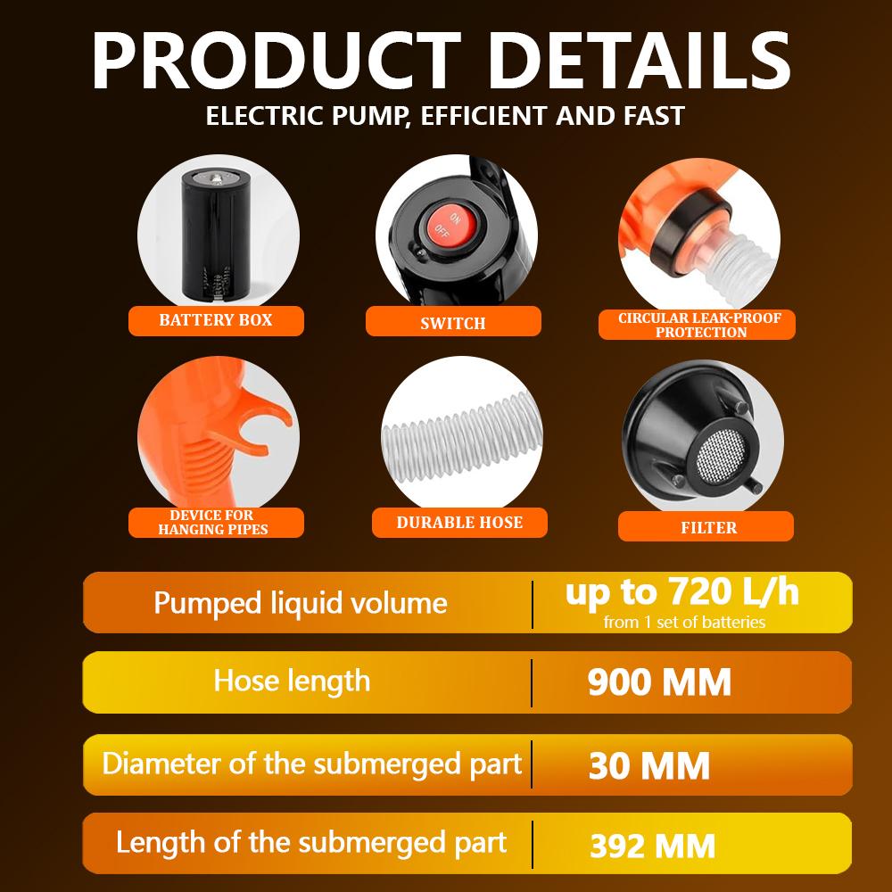 New Battery Powered Transfer Pump Motorcycle Car Gas Oil Pump With Flow Control Nozzle Liquid Tuning Fuel Pump Accessories