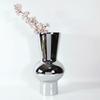 Silver Glass Vase Electroplated Finish Home Decoration for Living Room, Entryway