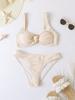 Solid Wide Strap Ruched Fabric Sexy Two Piece Bikini Set Comfortable Elegant Swimwear