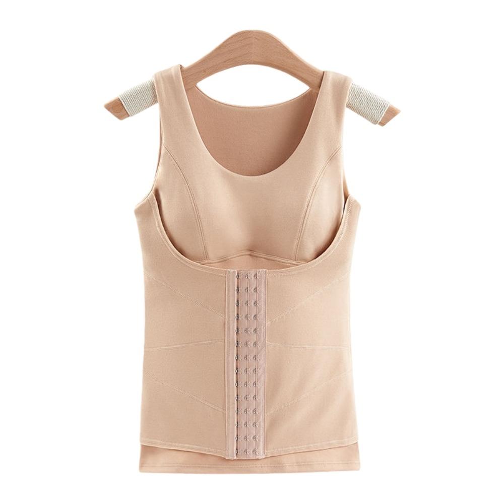 Schlankmachendes Thermoshirt mit formendem Taillenbund und gepolsterten Cups Ärmellos Samt-Fleece