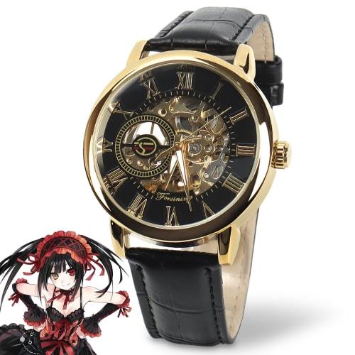 Topsky Mechanical Watch with Roman Numerals for Men and Women, Kurumi Tokisaki, Tokisaki Kokukokutei Cosplay Skeleton Watch (TYPE-A)