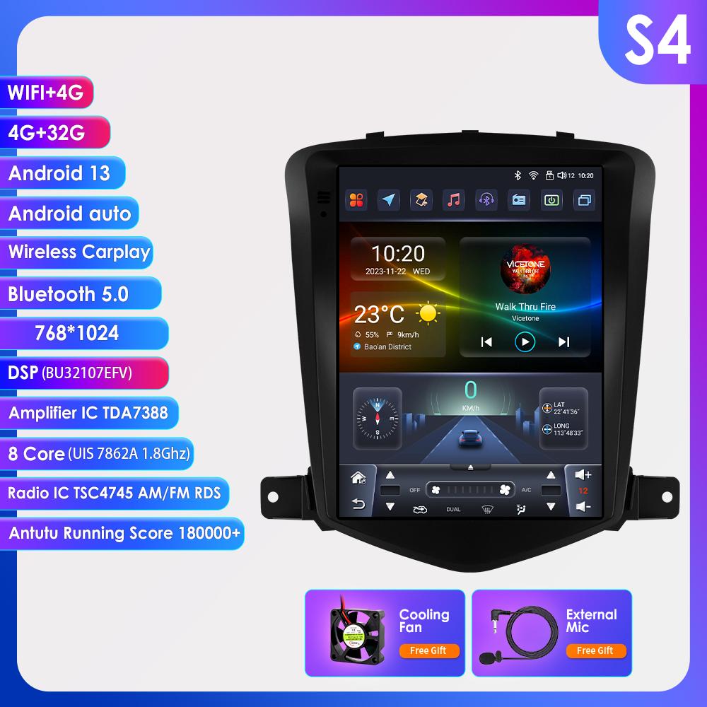 Hizpo 9.7" Car Radio Android For Chevrolet Cruze J300 2008-2012 2Din Multimedia Player Video Navigation 4G Carplay Head Unit for e