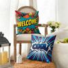 Welcome Cushion Cover Natural Linen Organic Fabric DoubleSided Printing Sofa Home Decor Gift Pillow Cover