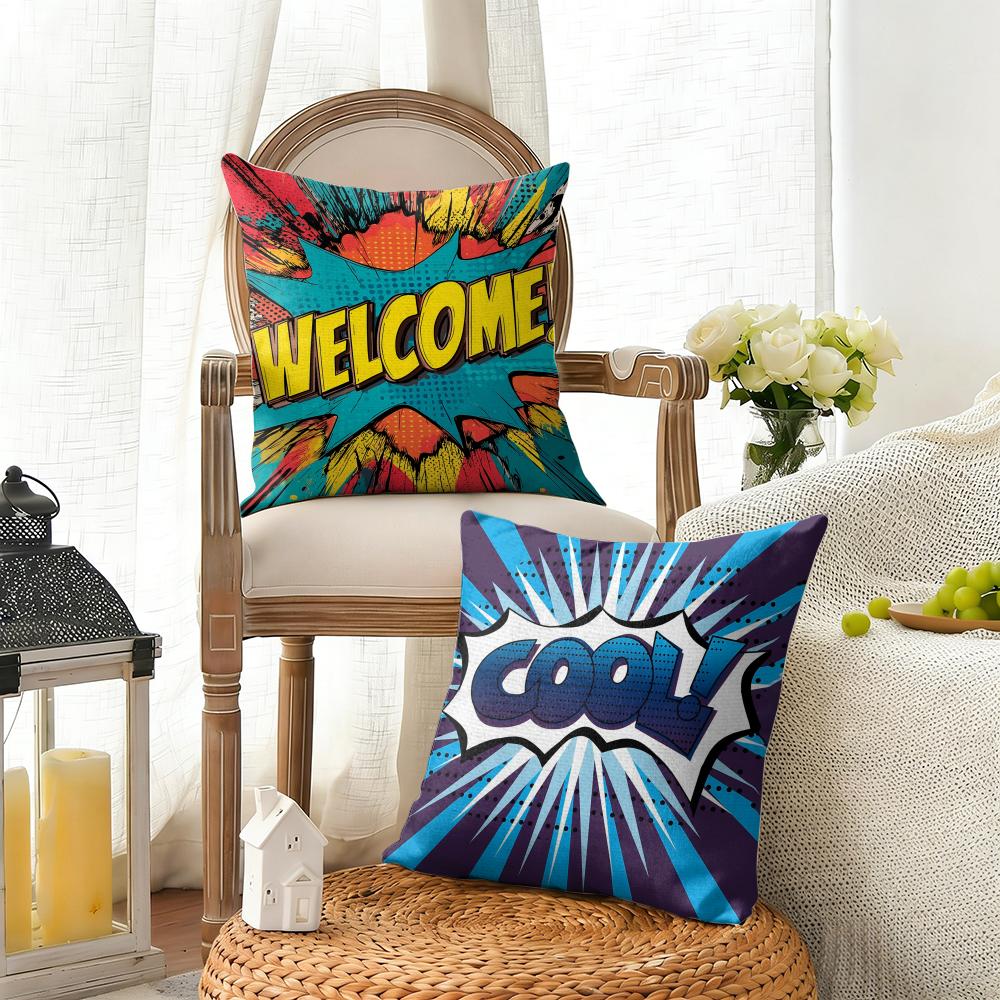 welcome Cushion Cover Natural Linen Organic Fabric DoubleSided Printing Sofa Home Decor Gift Pillow Cover