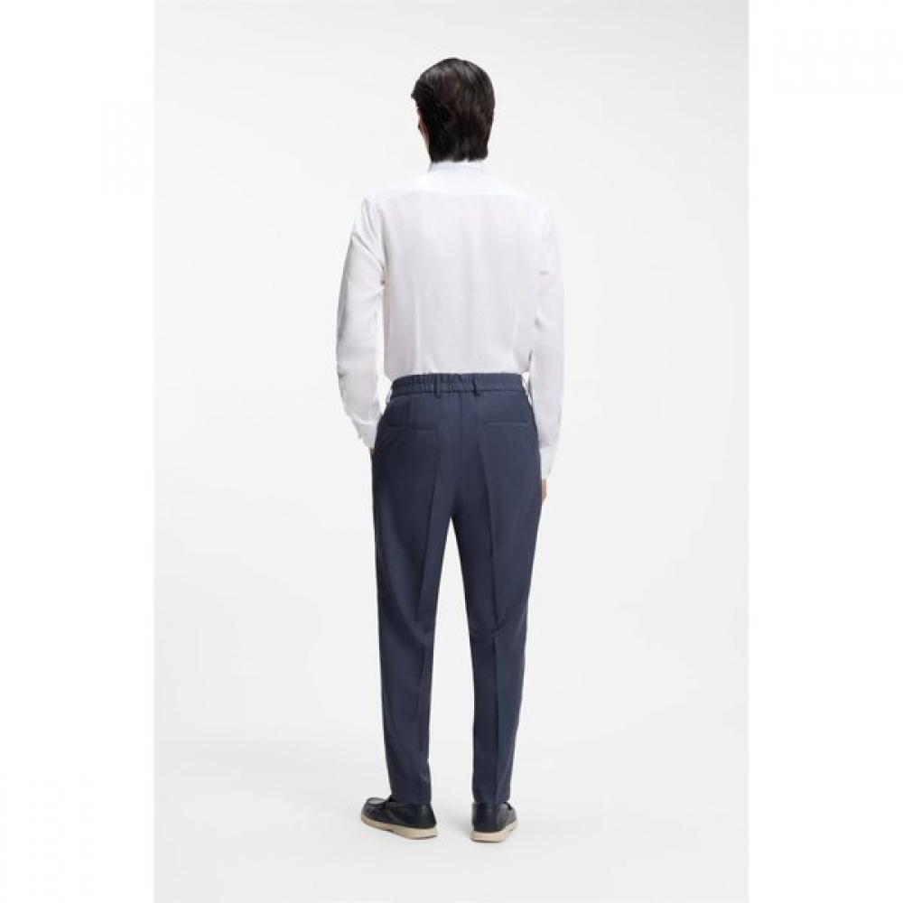 Boss Washable Virgin Wool Tapered Fit Pants Open Blue 50561986466 