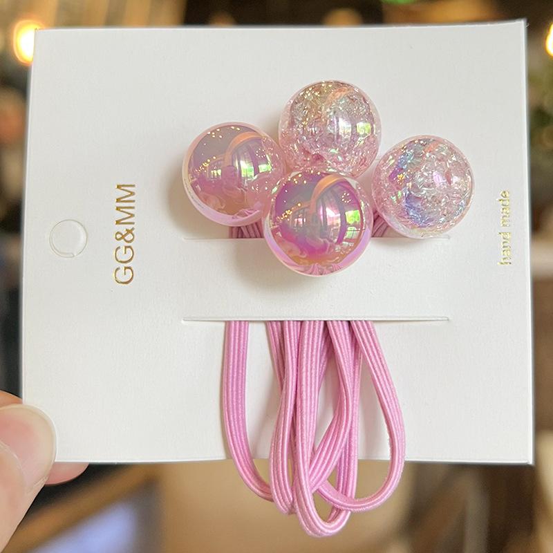 

2 шт. новые милые красочные взрывные бусины принцесса головные уборы детские эластичные резинки для волос детские веревки для волос аксессуары для волос для девочек розовый