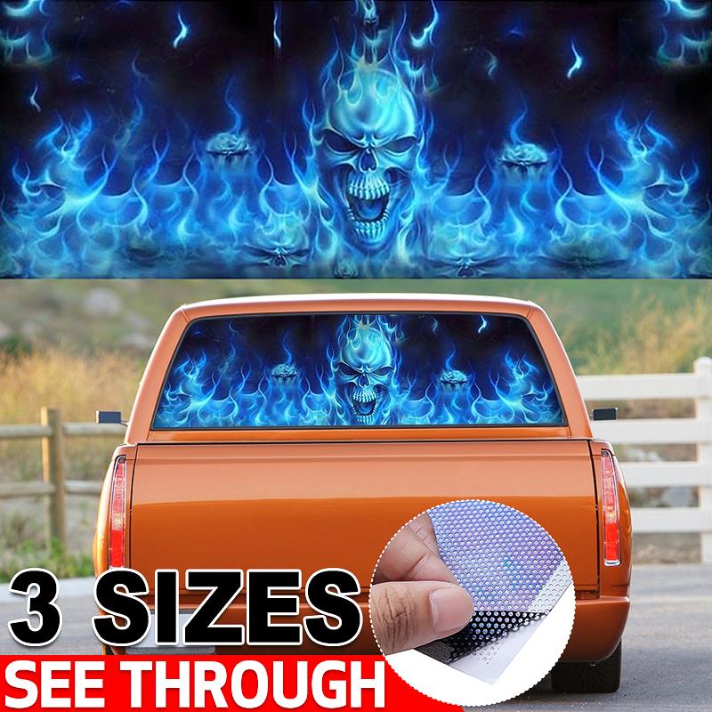 Buy Auto Products Waterproof Car Sticker Flaming Skull Rear Window