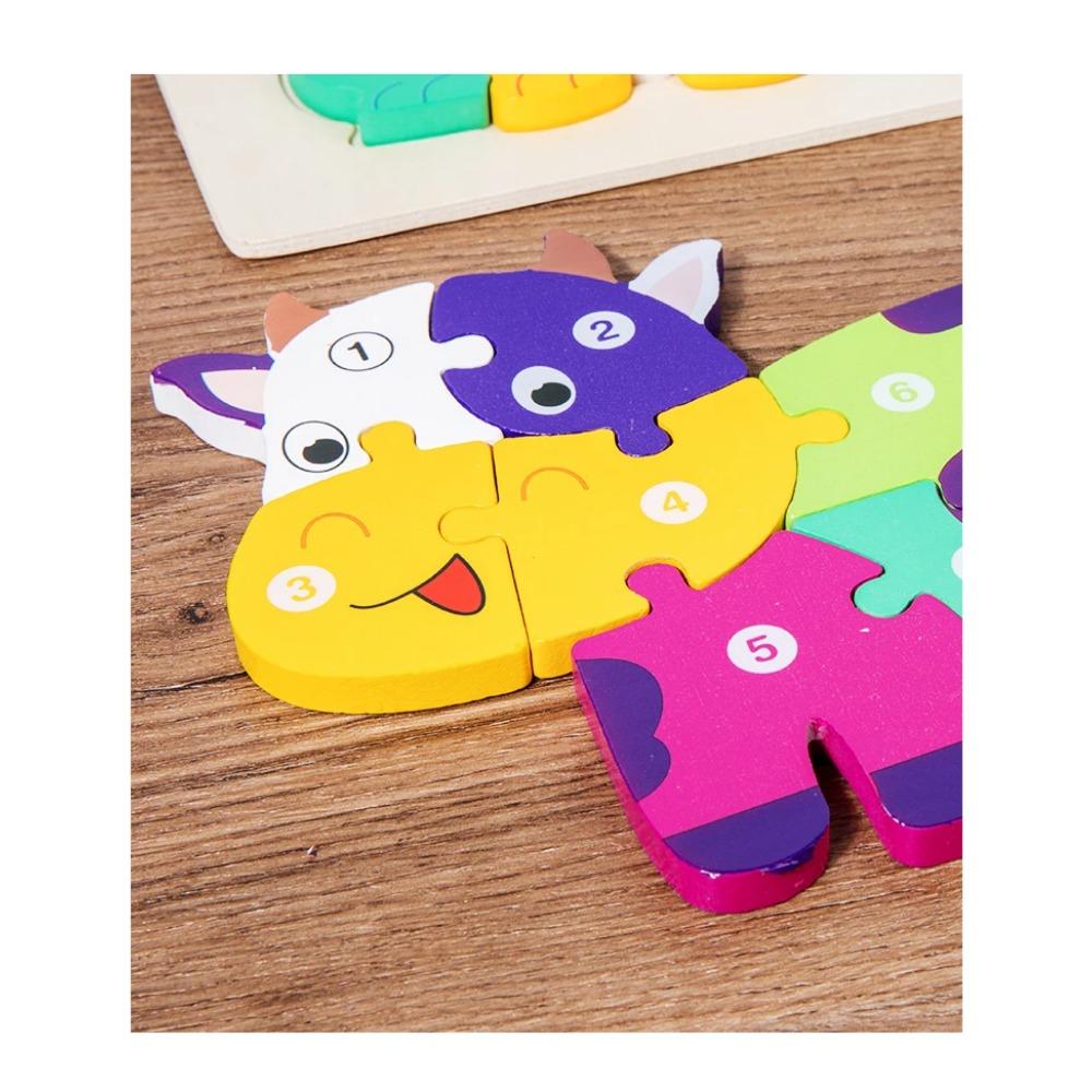1PCS 3D Puzzle Wooden Animal Jigsaw Puzzle Early Education Color Sorting Learning Educational Toys for Toddlers Gift