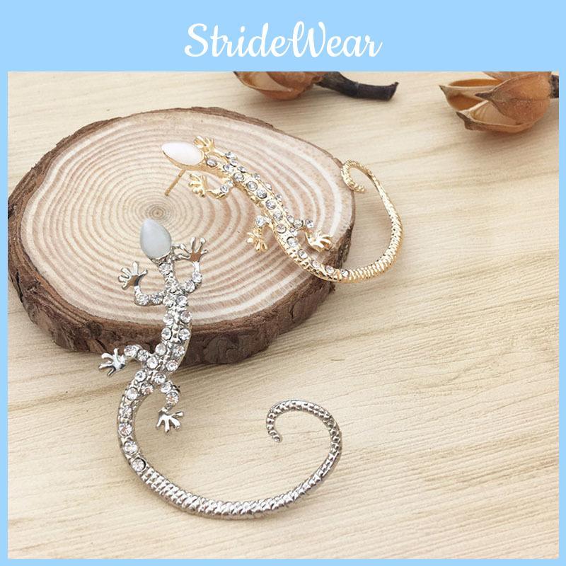 Punk Diamond Fashionable Studded Gecko Lizard Ear Hanging Earrings Women For