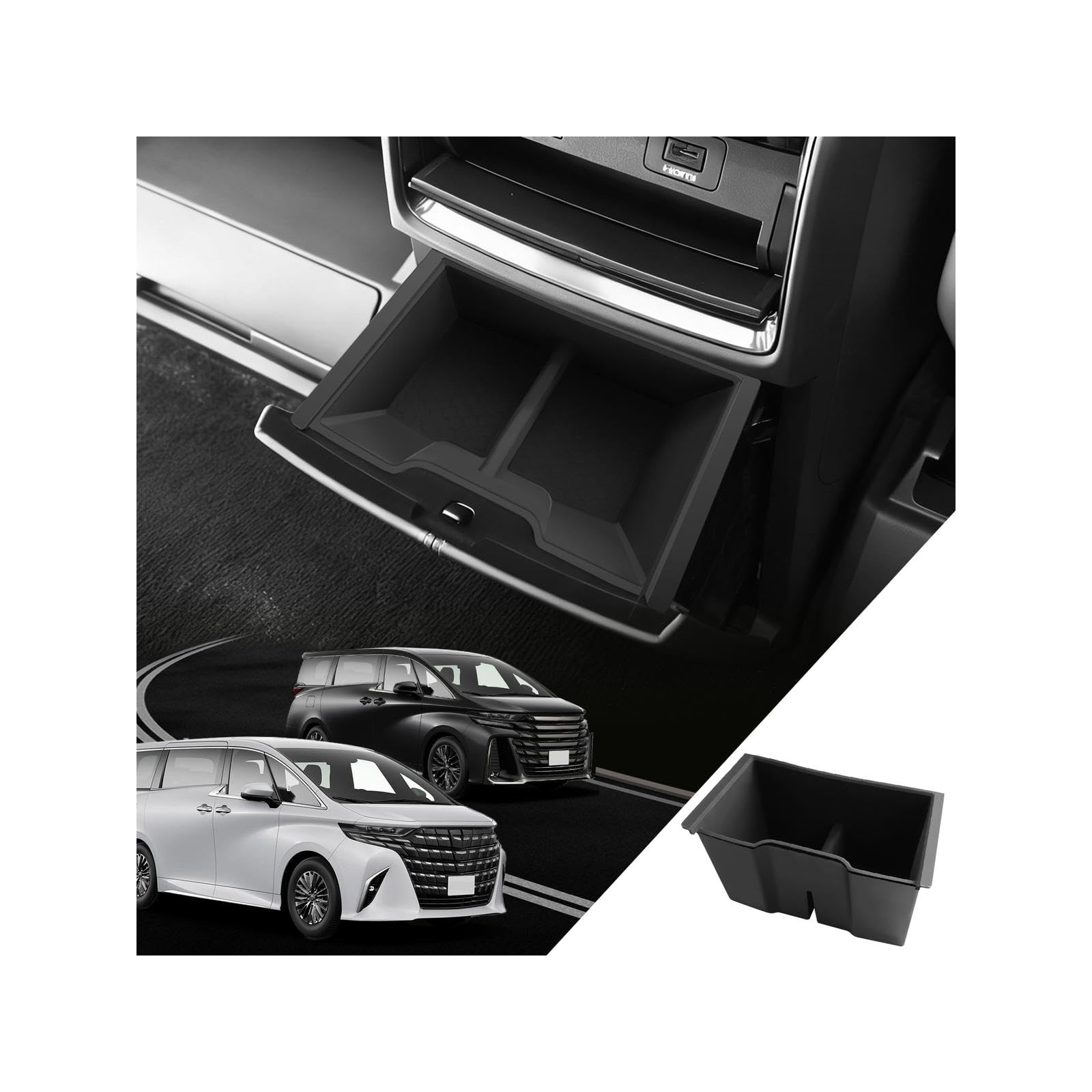 

LANTU со всеми Toyota Alphard 40-й серии и Vellfire 40-й серии Задний воздуховод Консоль Задняя часть Моющийся контейнер для мусора Легкий Специально разработан для