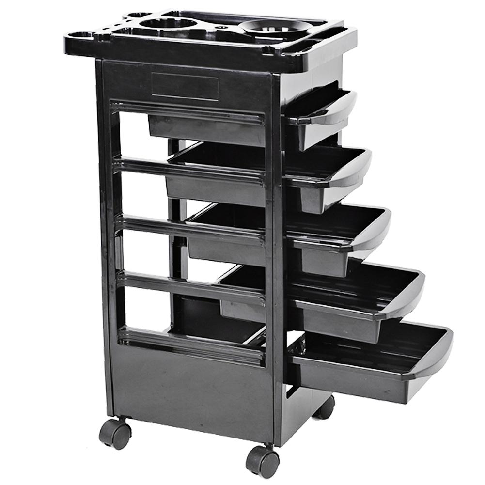 Hair Salon Instrument Storage Cart Adjustable Height Trolley Beauty Tools with 5 Drawers