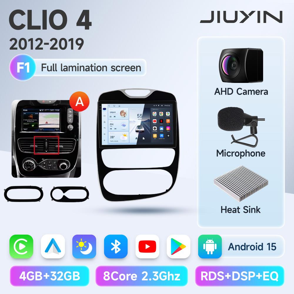 JIUYIN Android 15 Wireless CarPlay Auto Car Radio For Renault Clio 4 ZOE 2012-2019 Intelligent Systems DSP SWC RDS GPS FM BT