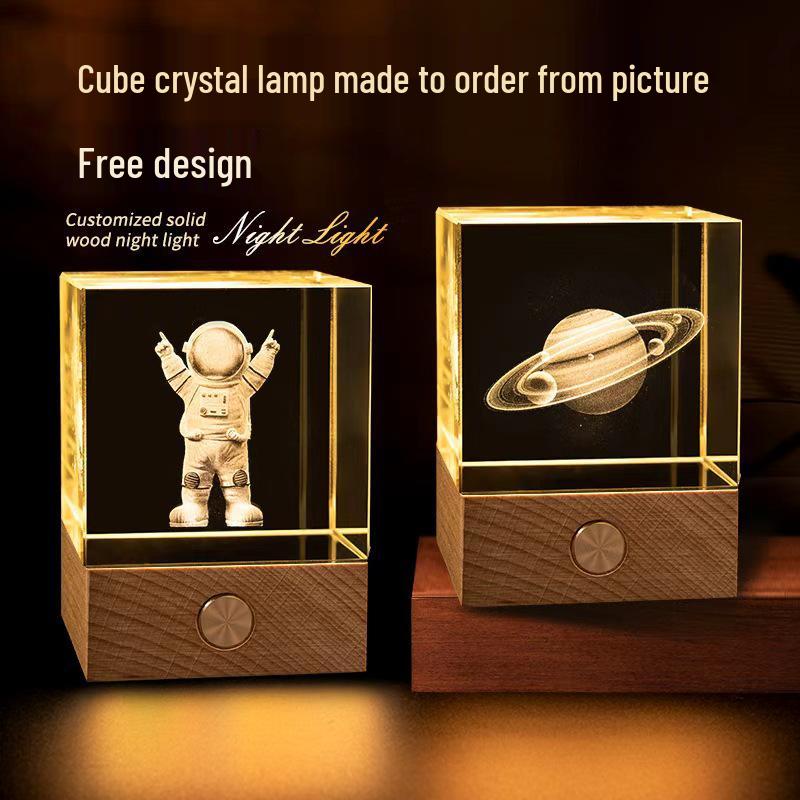 Starry Sky Cube Crystal Night Light: Creative Bedside Atmosphere Lamp