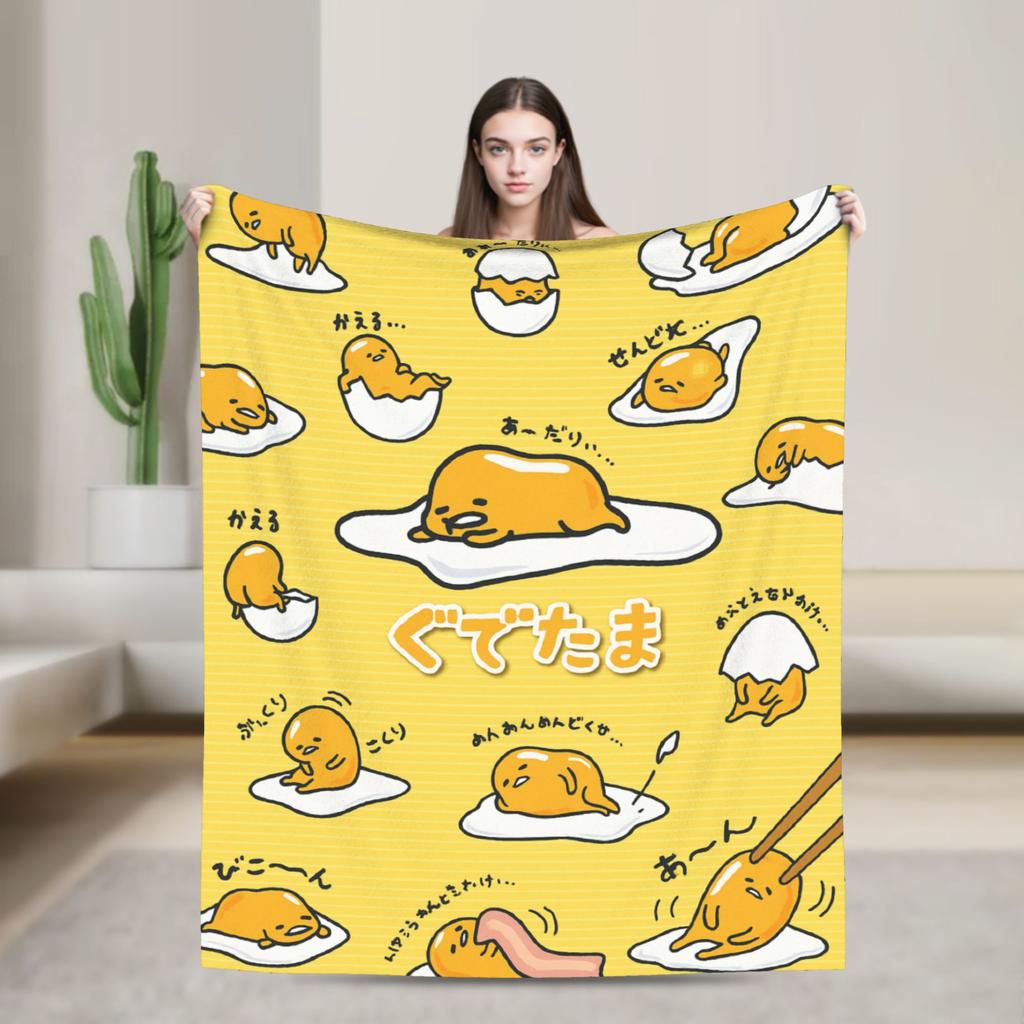 Gudetama Roztomilé Vajíčko Kreslenádeka Flanelová Ultra-Měkké Deky na Cestování Letadlem Ložnici Prošívanádeka