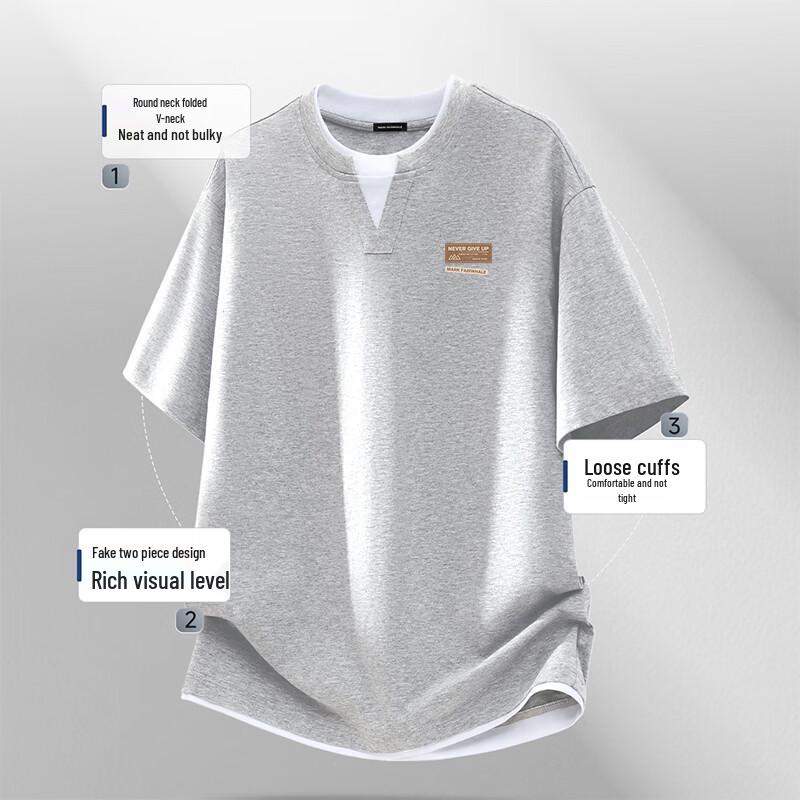 Mark Fairwhale Men's Faux Two-Piece V-Neck Cotton T-Shirt