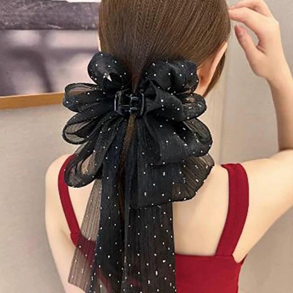 Back Head Grab Clip Half-Tie Hair Clip New Gypsophila Ribbon Hair Clamp  Women Girls