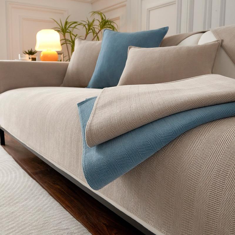 Poduszka na sofę Chenille Herringbone Four Seasons Uniwersalna antypoślizgowa poduszka w jednolitym kolorze Nowa zielona poszewka na sofę Pokrowiec na sofę