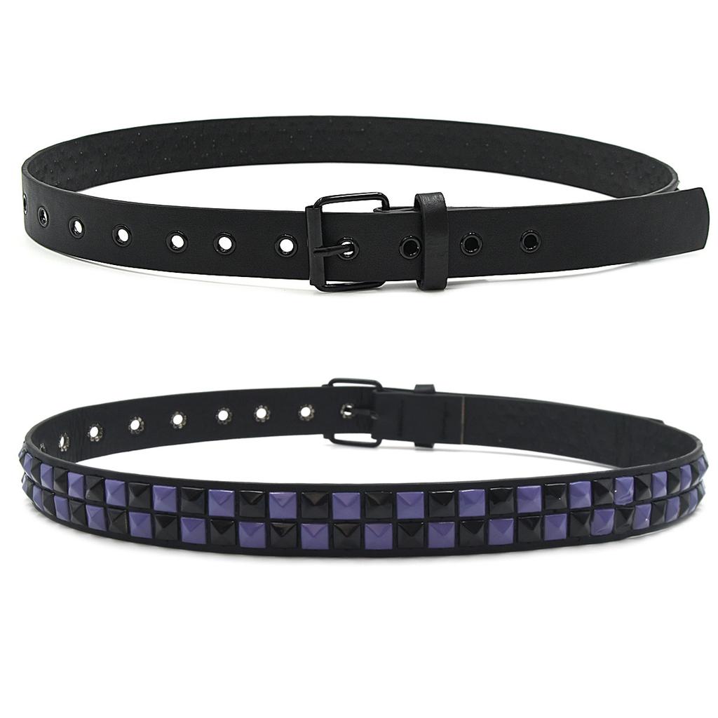 Purple Rivet Punk Women's Belt Hip Hop Y2k Jeans Accessories Girdle Fashion Trend Pu Leather Pin Buckle Waistband Unisex