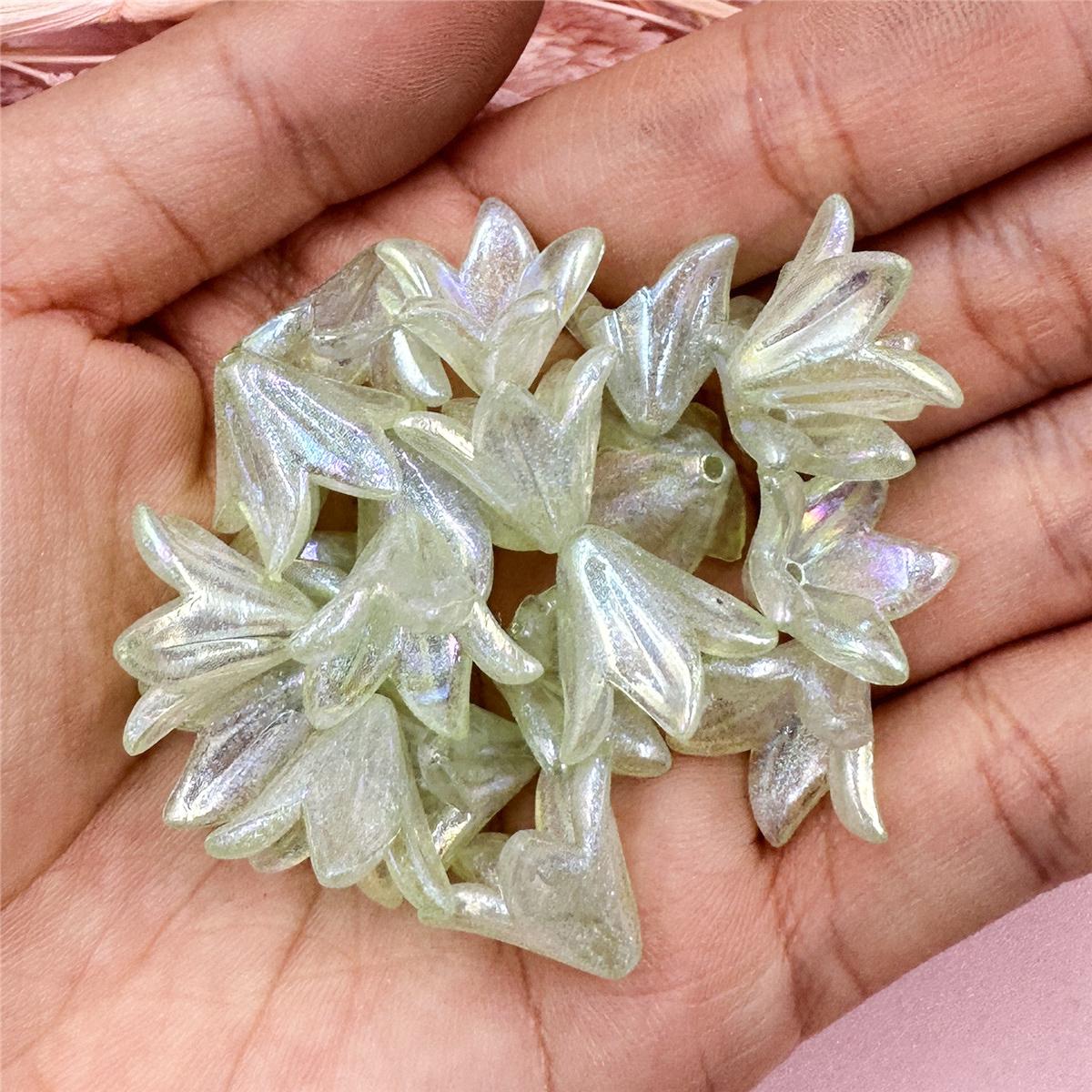 

20 шт. 16*11,5 мм акриловые макаронные цветочные бусины «сделай сам», заколка из бисера, украшение, аксессуар, материал зелёный