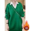 Loose Fake Two-piece Sweatshirt 2025 Autumn and Winter New Fashion Slimming Spliced Shirt Collar Casual Top