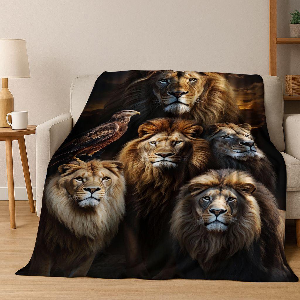 26 Style Wild Animal Lion Beast Cartoon Flannel Blanket,Warm Cozy Soft Throw Blanket for Home Bedroom Bed Sofa Picnic Cover Kids
