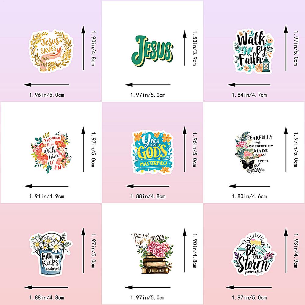 Bible Sticker Set Bible Inspirational Scrapbook Decals 50X Cute Journaling Stickers Colorful Jesus Stickers For Scooter Phone