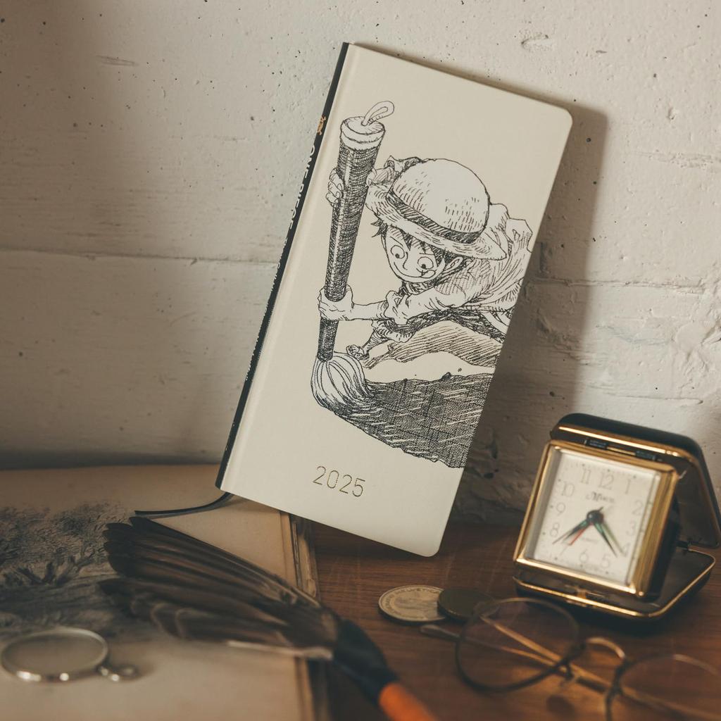 Almost Daily Planner 2025 Weeks Japanese ONE PIECE Hat Luffy IVORY January Start Weekly Planner Weekly Left Slim Vertical magazine/Straw