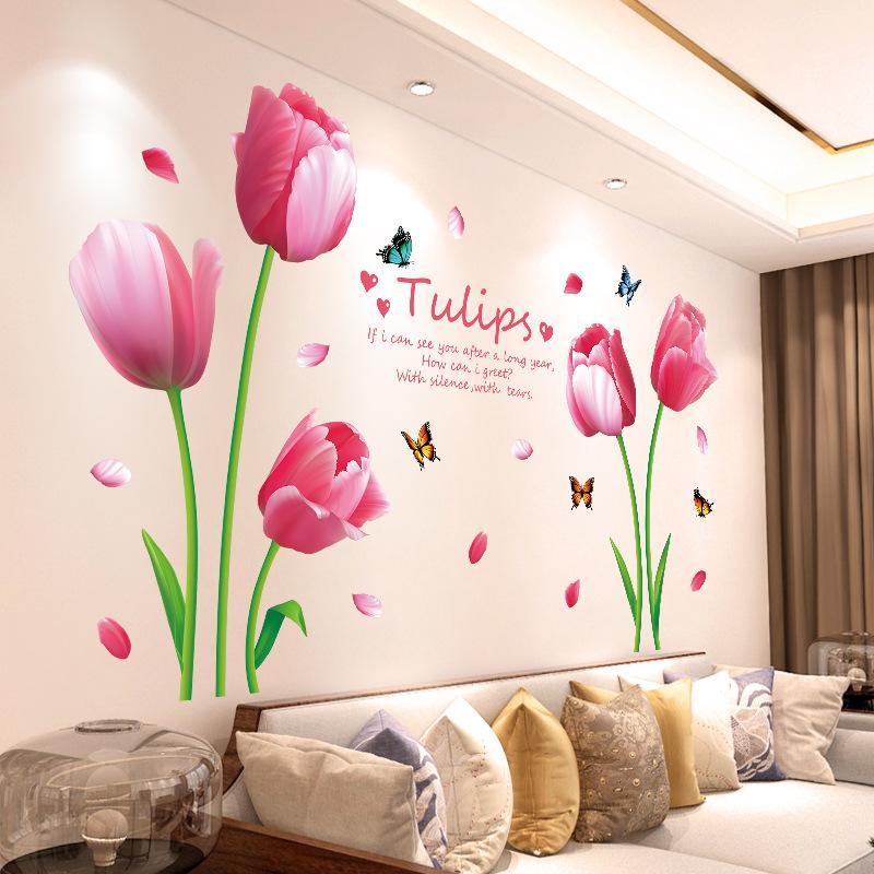 Self-adhesive Purple Lavender Butterfly Wall Decals DIY Floral Stickers for Coffee Shop Storefront Aesthetic Decoration